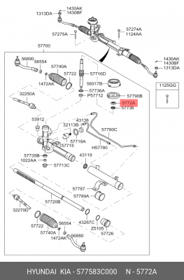 сальник рулевой рейки! 31.50x44.50x6.50 силовой\ Kia Rio 1.6, Hyundai Solaris 1. 577583C000 HYUNDAI