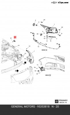 CHEVROLET CRUZE (2009>) 95353818 GENERAL MOTORS