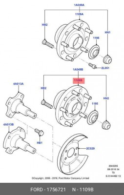 Ступица FORD Transit (06-) задняя с подшипником OE 1756721 FORD