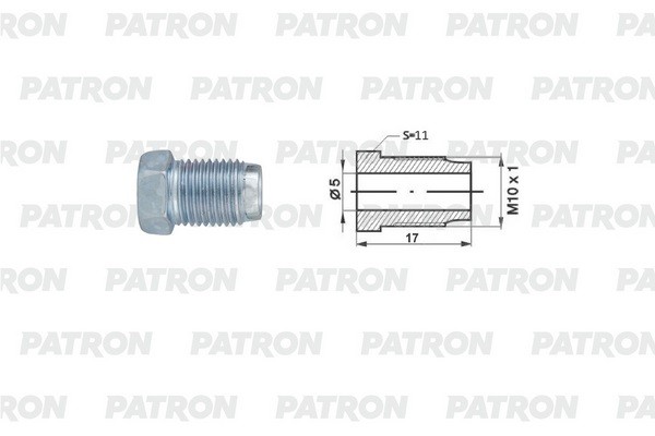 Штуцер тормозной трубки d=5.1мм М10х1.0 S=11 PATRON PHL5100105 PATRON