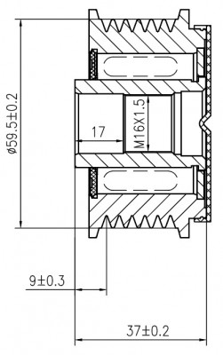 Шкив с обгонной муфтой генер. для а/м Mazda MPV (99-) 2.5i (M16x1,5) (SGP 2503) SGP 2503 START VOLT