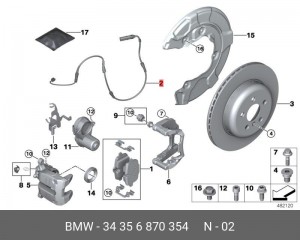 Датчик износа тормозных колодок BMW 3 (E46) задний OE 34 35 6 870 354 BMW
