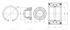 Ремкомплект ступицы передней (подшипник 1 шт, гайка 1 шт, стопорное кольцо 1 шт) CS 1670 TRIALLI