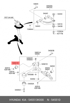 Сайлентблок HYUNDAI Sonata NF рычага переднего нижнего "A" OE 545513K000 HYUNDAI KIA