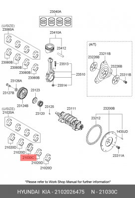 Вкладыши HYUNDAI Accent (06-) KIA Rio (06-) коренные STD-B комплект (2шт.) OE 2102026475 HYUNDAI KIA