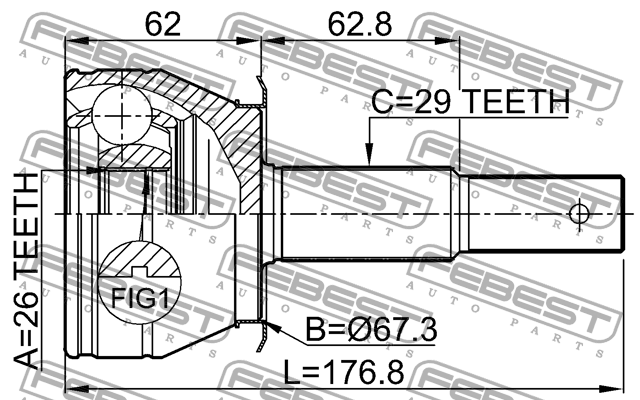 ШРУС 0210-R51AT 0210-R51AT FEBEST