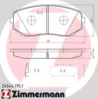 колодки дисковые !перед. 139x58x18 \Mazda CX-7 MZR DISI Turbo 07> 245441751 ZIMMERMANN