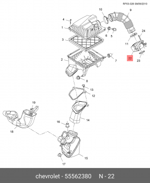 Заслонка OPEL Astra H дроссельная OE 55562380 GENERAL MOTORS