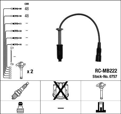 RC-MB 222 к-кт проводов! MB W202 2.0-2.3 M111.945/944/961/974/975 95> RCMB222 NGK