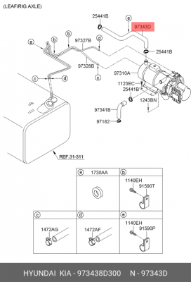 Патрубок отопителя 973438D300 HYUNDAI KIA