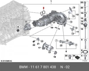 Прокладка коллектора BMW 1 (E87),3 (E46,E90),5 (E60),X1,X3 впускного OE 11 61 7 801 438 BMW