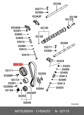 Ремень ГРМ CHEVROLET Aveo (1.2),Spark (1.0) MITSUBISHI Lancer (03-) (1.6) (109х2 1145A051 MITSUBISHI