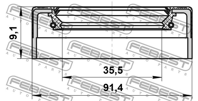 Сальник коробки скоростей 35.5X91.4X9.1X9.1 95FEY-37910909L FEBEST
