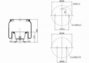 Пневморессора со стаканом (металл) RML76251C Blacktech (V1DK18A-1, 6705NP01) Sca RML76251C BLACKTECH