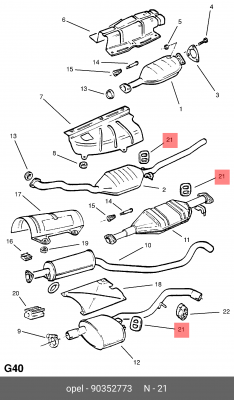 Крепеж DAEWOO Nexia (95-) глушителя средний OE 90352773 GENERAL MOTORS