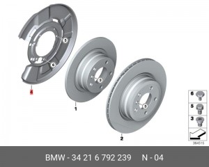 Кожух BMW 3 (E90) защитный диска тормозного заднего левого OE 34 21 6 792 239 BMW