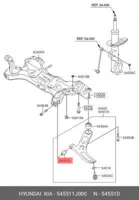 Сайлентблок HYUNDAI Solaris (17-) KIA Rio (12-) рычага переднего передний OE 545511J000 HYUNDAI KIA