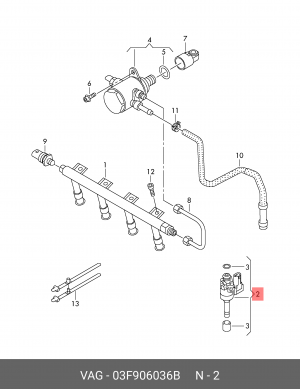 форсунка топливная!\ Audi A1 1.2TFSI 10> 03F 906 036 B VAG