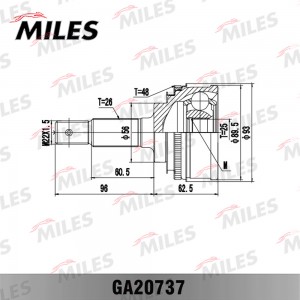 ШРУС наружный TOYOTA Carina/Corolla/Camry 16-2.0D 83-91 GA20737 GA20737 MILES