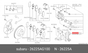 СКОБА СУППОРТА ПРАВАЯ ЛЕГАСИ 06-10 ИМПРЕЗА 06-10 ФОРЕСТЕР 06-10 26225AG100 SUBARU