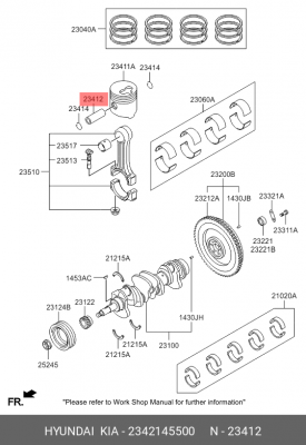 палец поршня двигателя!\ Hyundai 2342145500 HYUNDAI