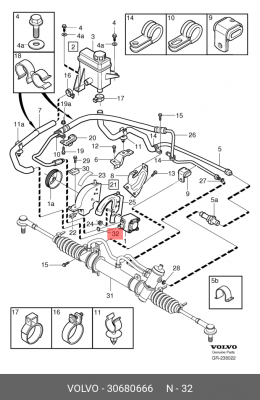 Кольцо уплотнительное VOLVO C30,C70 ГУРа OE 30680666 VOLVO