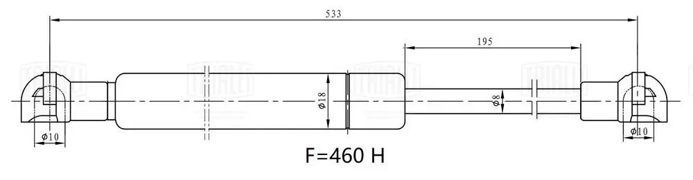 Упор газовый (амортизатор) Mitsubishi Outlander (12-) (крышки багажника) (GS 110 GS1101 TRIALLI