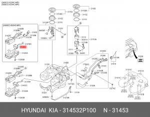 Фильтр HYUNDAI Santa Fe (09-) KIA Sorento (09-) вентиляции бака топливного OE 314532P100 HYUNDAI KIA