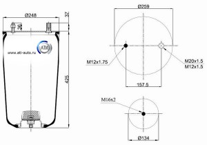 Пневморессора без стакана RML75071 Blacktech (V1DK21K-3, 4960NP02, 05.429.41.77. RML75071 BLACKTECH
