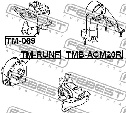 сайлентблок задней подушки двигателя!\ Toyota Avensis ACM20 01-05 TMB-ACM20R FEBEST