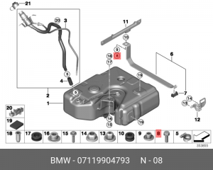Болт с шестигранной головкой с шайбой !M8x25 ZNS3, ISO 4017 \BMW 1' F20, LCI, F2 07 11 9 904 793 BMW