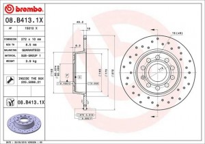 Диск перфорированный Brembo Xtra 08.B413.1X 08.B413.1X BREMBO