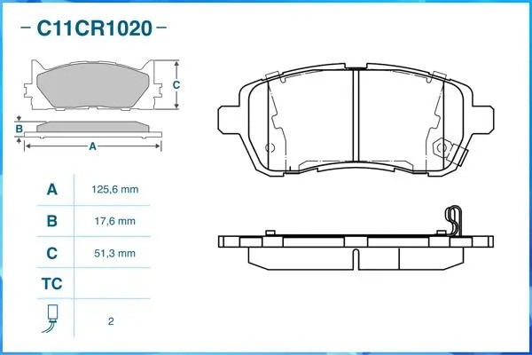 Тормозные колодки передние Low Metallic C11CR1020 C11CR1020 CWORKS