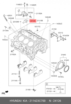 Прокладка блока цилиндров 21162-3C700 211623C700 HYUNDAI KIA