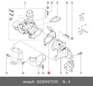 ПРОКЛАДКА ТУРБОКОМПРЕССОРА (МЕТ) 8200947259 8200947259 RENAULT