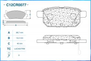 Тормозные колодки задние Low Metallic C12CR0077 C12CR0077 CWORKS