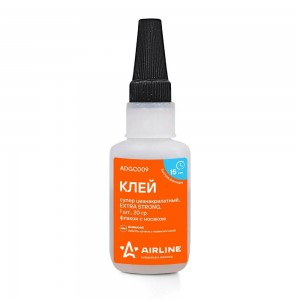 Клей супер цианакрилатный EXTRA STRONG, 1 шт., 20 гр., флакон с носиком (ADGC009 ADGC009 AIRLINE