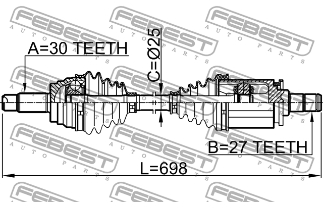 ПРИВОД ПЕРЕДНИЙ ЛЕВЫЙ 27X670X30 подходит для BMW X5 E70 2006-2013 1914-E70LH 1914-E70LH FEBEST