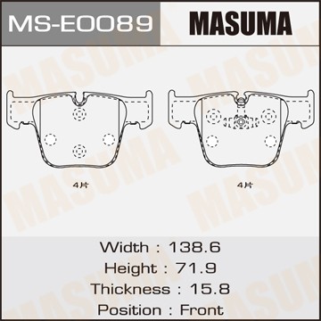 Колодки тормозные MERCEDES S (W221) передние (4шт.) MASUMA MSE0089 MASUMA