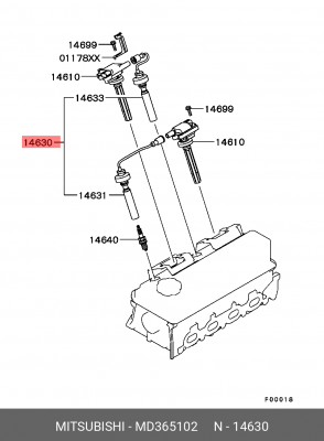 Провод высоковольтный MITSUBISHI Lancer (03-) (1.3/1.6) комплект OE MD365102 MITSUBISHI