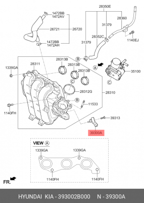 Датчик давления воздуха KIA Ceed (06-) (1.6) коллектора впускного OE 393002B000 HYUNDAI KIA