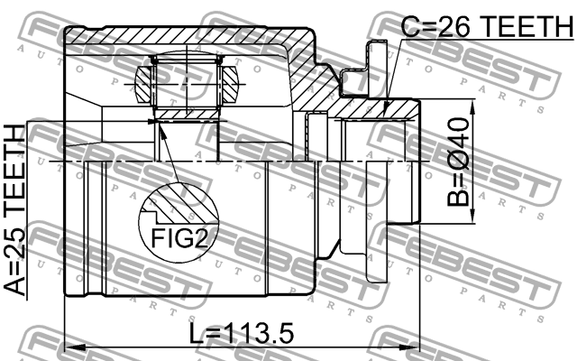 ШРУС 0511-B25LH 0511-B25LH FEBEST