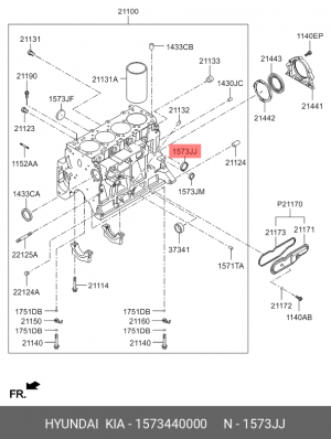 Заглушка HYUNDAI Porter KIA Bongo блока цилиндров OE 1573440000 HYUNDAI KIA