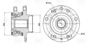 Ступица для а/м Nissan Qashqai (13-)/Renault Megane IV (15-) (перед. в сборе с п MR0915 TRIALLI