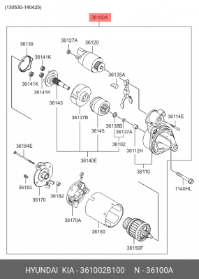 Стартер HYUNDAI Solaris (10-),i30,i40,KIA Soul OE 361002B100 HYUNDAI KIA