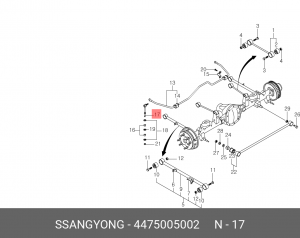 Стойка стабилизатора SSANGYONG Actyon (06-),Kyron (05-),Rexton (02-) заднего лев 4475005002 SSANG YONG