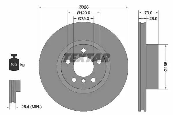 Диск тормозной BMW X3 (F25) передний (1шт.) TEXTAR 92257105 TEXTAR