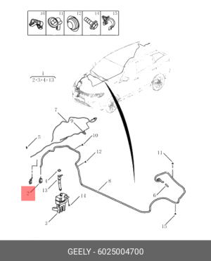 насос стеклоомывателя!\ Geely Atlas NL3 18> 6025004700 GEELY