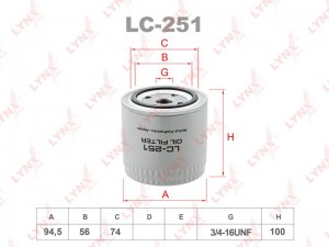 фильтр масляный!\ Nissan Primera/Sunny/Terrano/Patrol 2.0D-4.2TD 88> LC-251 LYNXAUTO