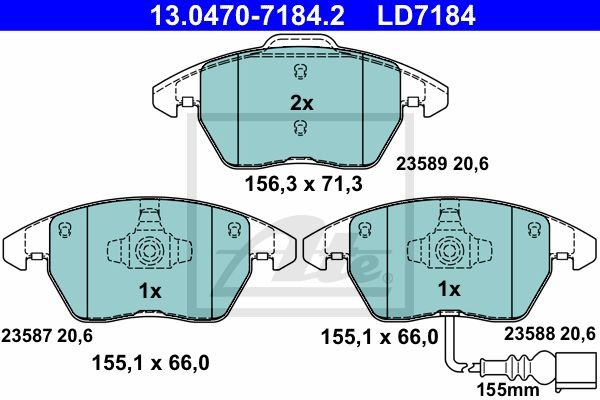 Комплект тормозных колодок ATE Ceramic 13.0470-7184.2 13.0470-7184.2 ATE